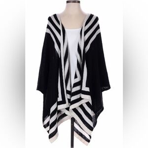 1X 100% Cashmere black ivory serape sweater charter club